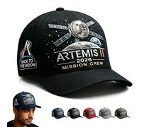 Générique Artemis II Lunar Mission Commemorative Cap, Adjustable Space Exploration Hat for Women & Men (Black)