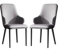 Générique Artificial Leather Kitchen Dining Chairs Set of 2 Bedroom Room Balcony Sofa Chair Carbon Steel Dressing(Light Grey)