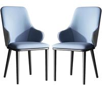 Générique Artificial Leather Kitchen Dining Chairs Set of 2 Bedroom Room Balcony Sofa Chair Carbon Steel Dressing(Blue)