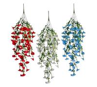 Générique Artificial Patriotic Flowers - 30 inch Red White Blue Set | Silk UV Resistant Bouquet for 4th of July Memorial Day Outdoor Garden Porch Balcony Party Decoration Pack of 3