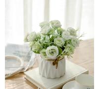 Générique Artificial Potted Flower Pink,Mini Potted Fake Flowers,Small Ceramic Vase Fake Flower Plants,Faux Flowers Hydrangea Decora for Table,Bookshelf,Bedroom,Living Room,Party