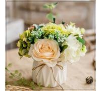 Générique Artificial Potted Flower Pink,Mini Potted Fake Flowers,Small Ceramic Vase Fake Flower Plants,Faux Flowers Hydrangea Decora for Table,Bookshelf,Bedroom,Living Room,Party