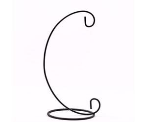 Générique Artisanat Fer Stand Suspendu Verre Globe Air Plante Terrarium Sorcière Boule Ornement Présentoir Bougie Vase Support Lanterne Rack Noir