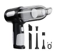 Générique Aspirateur À Main sans Fil - Aspirateur De Voiture avec Souffleur Et Gonfleur, Mini Portable pour Voiture, Bureau, Maison, Forte Aspiration, Rechargeable par USB pour Canapé, Poils D'animau