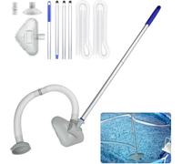 Générique Aspirateur Piscine, Balai Aspirateur Piscine Hors Sol sur Pompe,avec Tuyau,Tête D'aspiration et Manche Télescopique de 144 cm,pour Algues,Nettoyage Piscine,Creusées et Gonflables