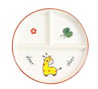 Générique Assiette de Contrôle de Portion en Porcelaine 8 Pouces, 3 Compartiments, Ronde pour Rééquilibrage Alimentaire et Perte de Poids