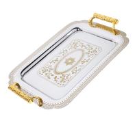 Générique Assiette de Fruits Européenne Style Rétro Double Poignées, Plateau Multifonctionnel en Acier Inoxydable 35X24,5 CM, Adapté aux Mariages et Anniversaires