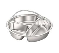 Générique Assiette divisée en acier inoxydable avec double poignée, C | Plateau divisé en acier inoxydable avec bords surélevés pour poisson, légumes et sauce, cuisine saine, usage