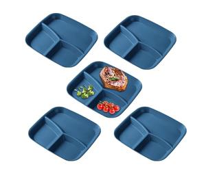 Générique Assiette Divisée | Plateau de Service à 3 Sections,Lot de 5 Assiettes à Sections,Pour Légumes Salade Riz Fromage Fruits Repas Adulte Cuisine