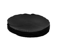 Générique Assiette Noire En Pp Forme De PéTale 25.5 Cm Assiette À PâTes Salades Et Desserts Multifonction Pour Maison Et Restaurant