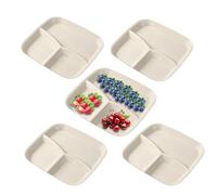 Générique Assiettes À Compartiments Pour Adultes - 3 Plateaux À Compartiments Pour Repas - 5 Pièces Assiettes À Sections - Pour Adultes Cuisine Maison Fruits Légumes Salade Riz Fromage Gâteau