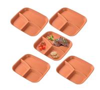 Générique Assiettes à Compartiments pour Adultes | Plateau de Service 3 Compartments | Set de 5 Assiettes avec Séparations - Pour Adultes Cuisine Maison Fruits Légumes Salade Riz Fromage Gâteau