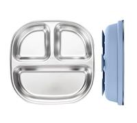 Générique Assiettes Compartimentées pour - Assiettes Enfant en Métal avec Séparations - Vaisselle Réutilisable Antidérapante avec Ventouse - Bol en Acier Inoxydable pour et Adultes