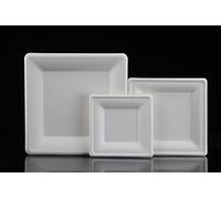 Générique Assiettes écologiques carrées blanches en bagasse pulpe de canne à sucre, plusieurs tailles disponibles, pour les particuliers et professionnels (50, 20cm*20cm)