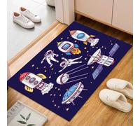 Générique Astronaute de la Fusée Galaxy Tapis Salon 60x90cm Tapis Chambre Lavable en Machine CarpetSatellite Bleu Grande Moderne Doux Antidérapant pour Salle à Manger, Cuisine, Chambre à Coucher