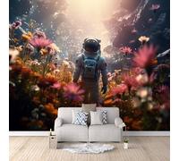 Générique Astronaute Papier Peint 3d Astronautes, Marguerites, Fleurs Papier Peint Panoramique Décoration Mural intissé Moderne - Mural pour Chambre Salon - Poster Tableaux Photo Muraux 500 × 280 cm