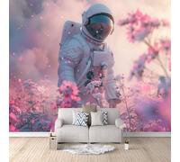 Générique Astronaute Papier Peint 3D Panoramique Intissé Papier Peint 450 × 315 cm Astronaute, Thème Floral Rose Photo Mural Moderne Poster XXL, Pour Salon Chambre Tv Fond Murale Décoration