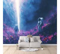 Générique Astronaute Papier Peint Panoramique Enfant Fleurs Oniriques, Astronautes Papier Peint 3D Intissé Photo Mural Moderne Poster Salon Chambre Mur de fond Décoration de Maison 300×210cm