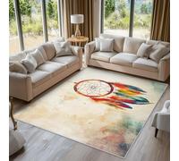 Générique Attrape-Rêves Tapis Chambre Cuisine Bureau 120x180cm, Antidérapant Tapis Plume Aquarelle Poil Ras Doux Lavable en Machine pour Decoration Maison X-N7