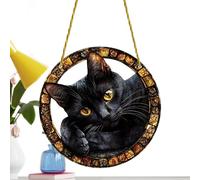 Générique Attrape-Soleil Chat Noir - Pendentif en Forme De Soleil en Forme d'animal, Breloques Rondes en d'arc-en- avec De Beaux Yeux pour Jardin, Maison, Chambre À Coucher, Salon, Décoration