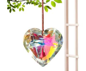 Générique Attrape-Soleil en pour Voitures - Pendentif Prisme Boule en Forme de cœur, Ornement réfléchissant la lumière étincelante, décoration à Suspendre en Verre Durable, Design élégant Arc-en- |