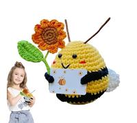 Générique au Crochet d'abeille - Jouet Fait à la Main en Forme d'animal Positif, Ornement de Bureau avec Carte d'encouragement, Peluche décorative Mignonne résistante à la décoloration pour Enfant,
