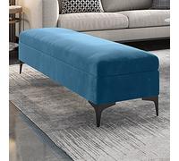 Générique Aucun Assemblage requis, Banc de Rangement Haut de Gamme avec Coffre de Rangement intégré, Banc de lit rembourré en Velours, Pouf de Rangement - Bleu Clair 80x40x43cm (31x16x17 pou