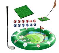Générique Aufblasbares Pool-Golf-Spiel Set | Schwimmendes Chipping Green 120x120cm | Wassergolf für den Garten & Pool INKL. Bällen & Schläger | Sommer-Wasserspielzeug für Kinder & Erwachsene, Blau.