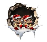 Générique Autocollant Mural Noël 3D Créatif, Grande Décoration de Père Noël et Renne, Sticker Adhésif Amovible pour Décoration Fenêtre, Mur, Vitrine, Festive Déco D'intérieur (B)