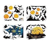 Générique Autocollants de fenêtre d', Autocollants statiques pour Les fenêtres | Pumpkin Black Spiders Double Face 4pcs Sticker Mural Sticker Window pour Les fêtes d'