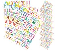 Générique Autocollants Lettres et Chiffres Colorés Imperméables, Lot de 10 Feuilles Adhésives, Décorations Alphabétiques pour Porte, Boîte aux Lettres et Panneaux, Usage Intérieur