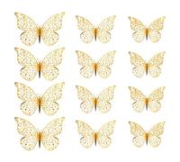 Générique Autocollants muraux Papillon - Art Mural adhésif Creux, 12 pièces, décoration réaliste pour Chambres, Salons, crèches, Mariages et fêtes d'anniversaire, légers et faciles à appliquer