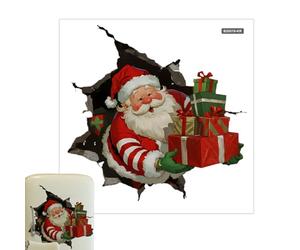 Générique Autocollants Père Noël - Peint Collant Design Troué, Autocollants De Porte De Noël, Décoration Effet Mural | Autocollant en Verre Pelable, Imprimé De Vacances pour Toilettes, pour Lieu De