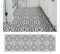 Générique Autocollants pour Carrelage Mural, Carrelage De Sol en Vinyle Imperméable Auto-adhésif, Autocollants en PVC épaissi 30x30cm (Black-White)