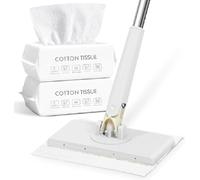 Générique Automatic Cloth Changing Mini Mop, 360°Rotating Automatic Cloth Changing Mop with 100Pcs Face Towels, Automatic Mini Mop, Hands-Free Mini Mop for Bathroom & Kitchen (93cm/37in,White)