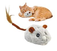 Générique Automatic Squeaky Cat Toy, USB Rechargeable Plush, 9.45x1.77 inches, Soft Rubber Tire Design, Rotating Interactive Wheel, Fun Pet Toy for Indoor and Outdoor Play, Gray