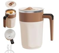 Générique Automatic Stirring Coffee Cup with Temperature Display,Rechargeable Coffee Mug,Type C Self-Stirring Mug with Lid,Smart Mixing Cup for Coffees,Milk and Other Beverages (Brown)