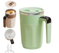 Générique Automatic Stirring Coffee Cup with Temperature Display,Rechargeable Coffee Mug,Type C Self-Stirring Mug with Lid,Smart Mixing Cup for Coffees,Milk and Other Beverages (Green)