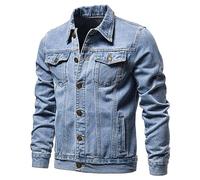 Générique Automne Hiver Co-Ed Denim Jacket Coat Veste Homme Multipoches Blousons Homme Classics Veste En Jean Homme Mi Saison Simple Boutonnage Veste De Travail Homme Col Revers Hip Hop Loose Manteau