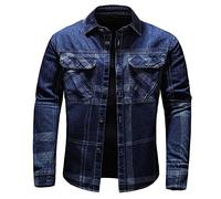 Générique Automne Hiver Co-Ed Denim Jacket Coat Veste Homme Multipoches Blousons Homme Classics Veste En Jean Homme Mi Saison Simple Boutonnage Veste De Travail Homme Col Revers Hip Hop Loose Manteau