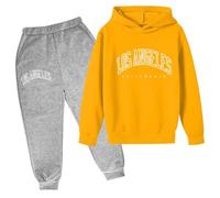 Générique Automne Hiver Vêtements Set Filles,Automne Tenue Enfant Fille Mode Printemps Ados Filles Pantalon et Sweats Haut 2 Pièce Sports Sweat Capuche Pantalons pour Les Enfants Costume d'automne