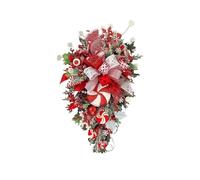 Générique Autumn Door Wreath Christmas Halloween Decoration Pumpkin Berry Pine Cone Maple Artificial Wreath Cloth Rattan Material Home(Silver)