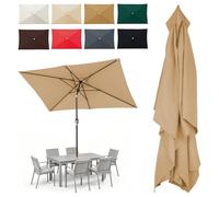 Générique Auvent De Remplacement pour Parasol, 6 Baleines Toile De Rechange pour Parasol, Rectangulaire, 1.9x1.25 3x2M Tissu De Rechange pour Parapluie, Protection UV, Imperméable(Khaki,1.9x1.25m)