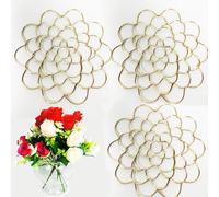 Générique Auxiliaryn Stainless Steel Floral Grid Organizer, Plant Flowers Stem Grid Holder Insert, Reusable Flower Arrangement Holder, Flower Arranging Aid for Vases Bouquets (3Pcs-Gold - 6in)