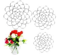 Générique Auxiliaryn Stainless Steel Floral Grid Organizer, Plant Flowers Stem Grid Holder Insert, Reusable Flower Arrangement Holder, Flower Arranging Aid for Vases Bouquets (3Pcs-Silver -4+5+6in)