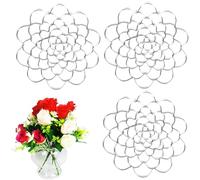 Générique Auxiliaryn Stainless Steel Floral Grid Organizer, Plant Flowers Stem Grid Holder Insert, Reusable Flower Arrangement Holder, Flower Arranging Aid for Vases Bouquets (3Pcs-Silver - 6in)