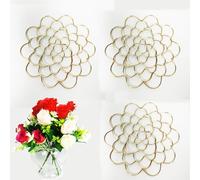 Générique Auxiliaryn Stainless Steel Floral Grid Organizer, Plant Flowers Stem Grid Holder Insert, Reusable Flower Arrangement Holder, Flower Arranging Aid for Vases Bouquets (3Pcs-Gold - 5in)