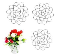 Générique Auxiliaryn Stainless Steel Floral Grid Organizer, Plant Flowers Stem Grid Holder Insert, Reusable Flower Arrangement Holder, Flower Arranging Aid for Vases Bouquets (3Pcs-Silver - 5in)