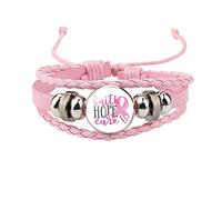 Générique Avec Bracelet Avec De Anneaux Sensibilisation cancer du sein Soins mignons autour du sein Accessoires Bracelet en cuir fait main Femmes Maman Empilable Bracelet Jonc De Bijoux (D, One Size)