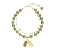Générique Avec Bracelet Classique Bracelet De Classique Bracelet Dainty Beads Bracelets Gold Jewelry For Women Her Him Father Mother Bracelet 4 Bracelet Argenté Bijoux (Green, One Size)